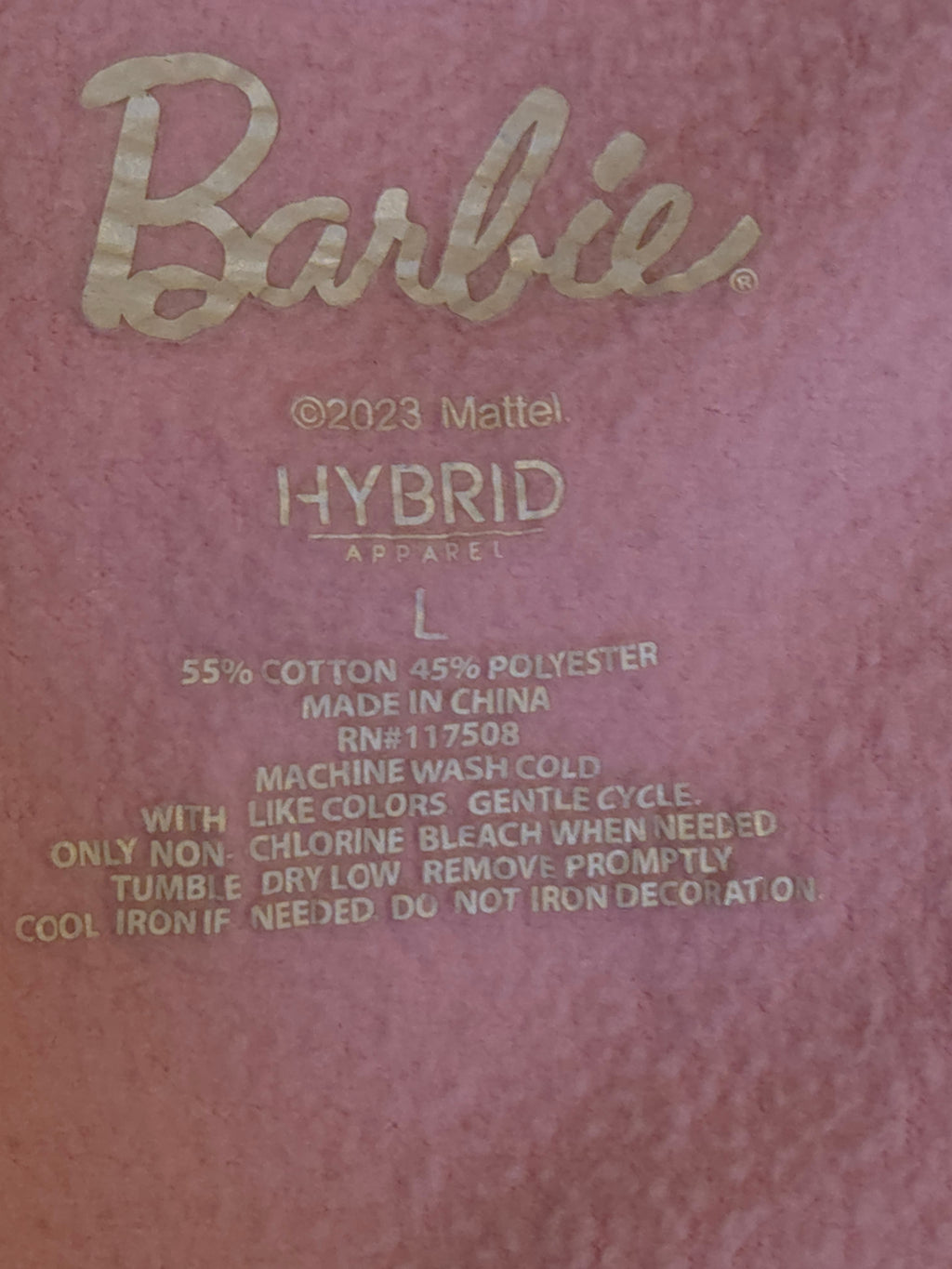 MATTEL BARBIE JUNIOR GIRLS HOODIE SIZE LARGE