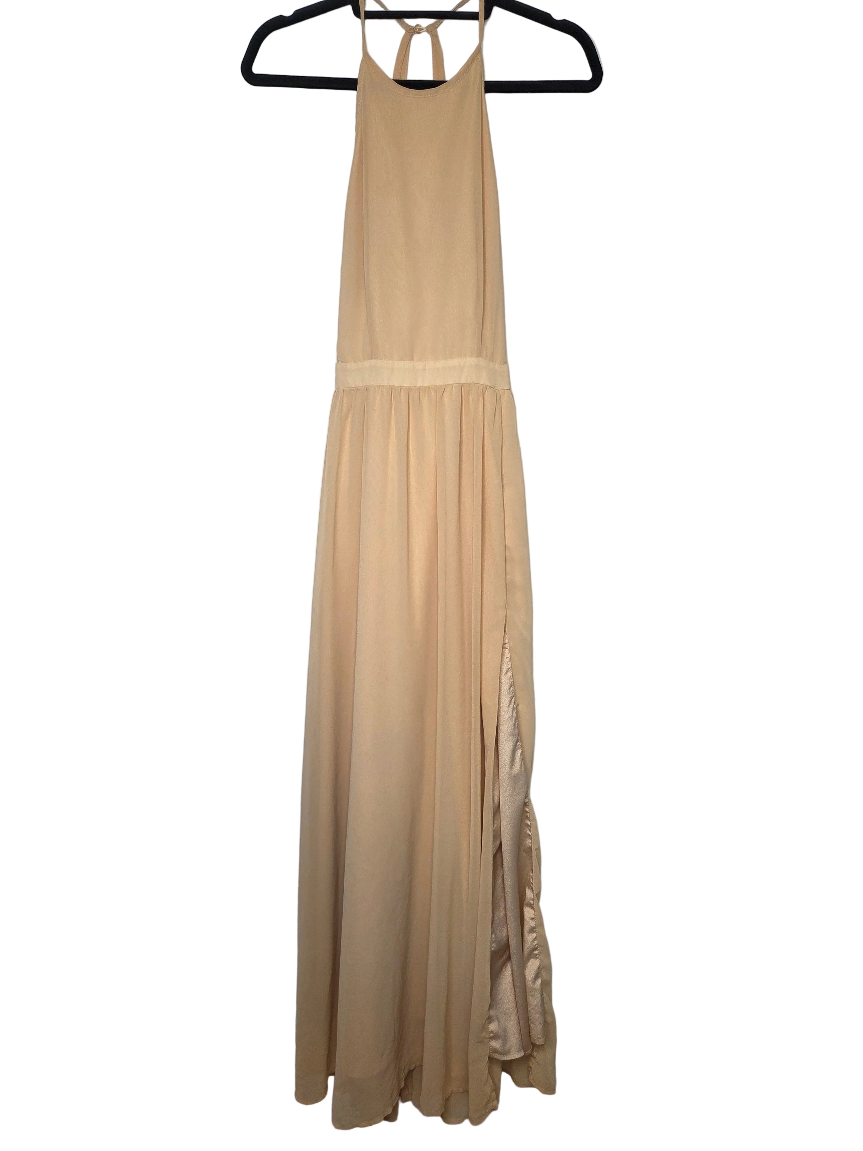 Shein Maxi Sleevless Backless Gold Polyester Women's Dress Size 4