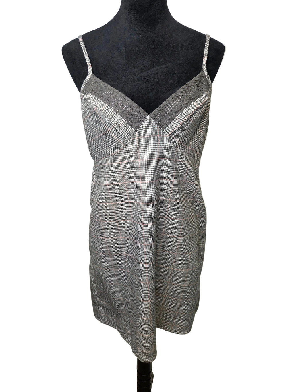 Kingston Grey Pink Plaid Women's Dress Polyester Size XL
