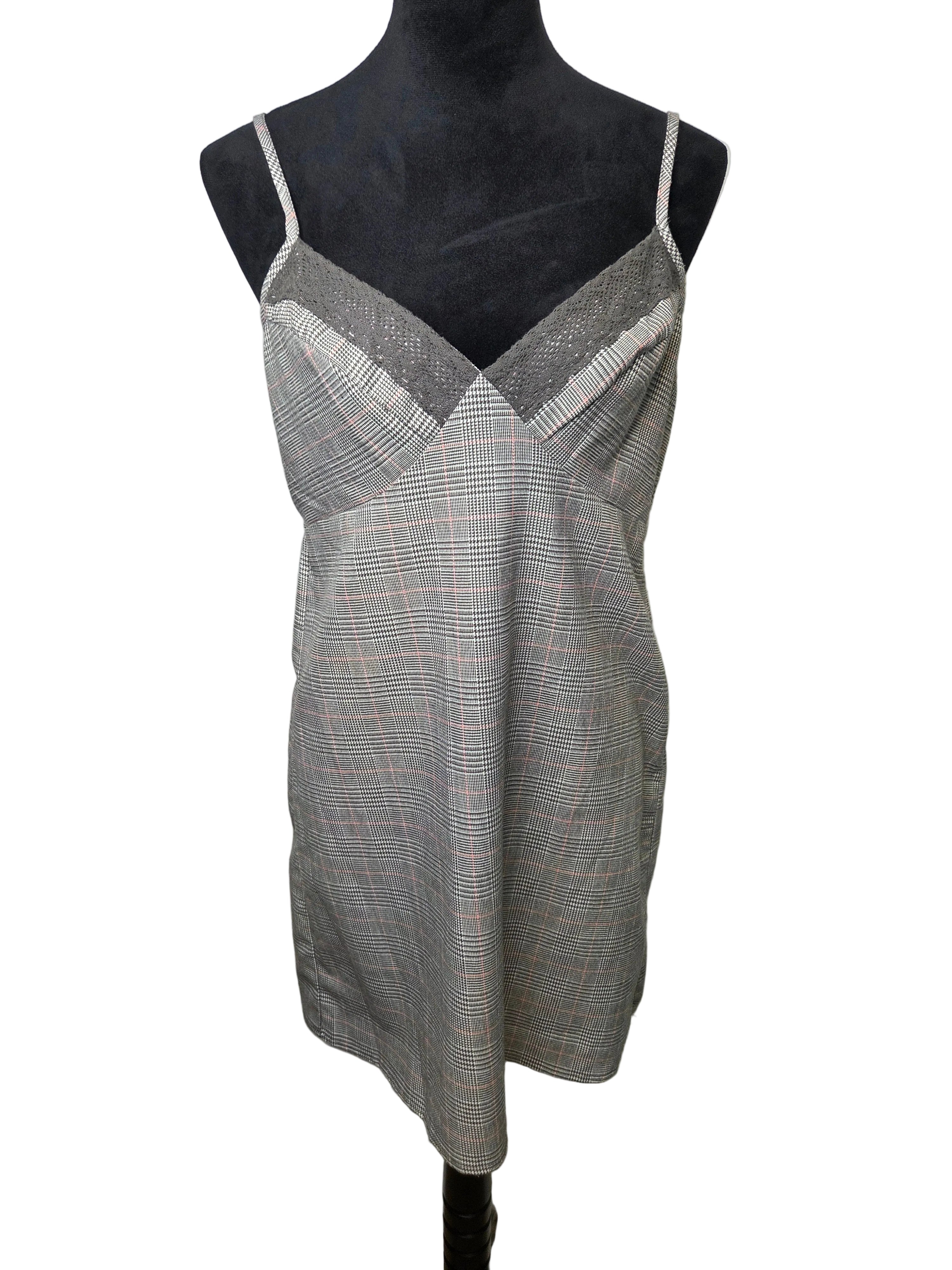 Kingston Grey Pink Plaid Women's Dress Polyester Size XL