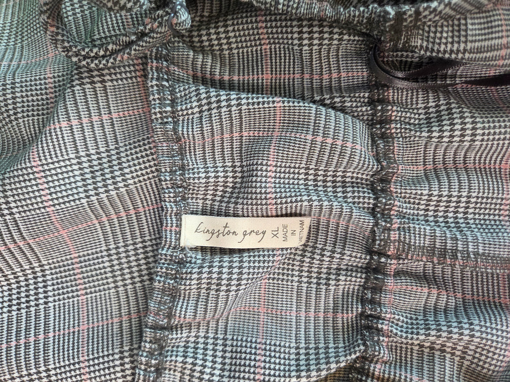 Kingston Grey Pink Plaid Women's Dress Polyester Size XL