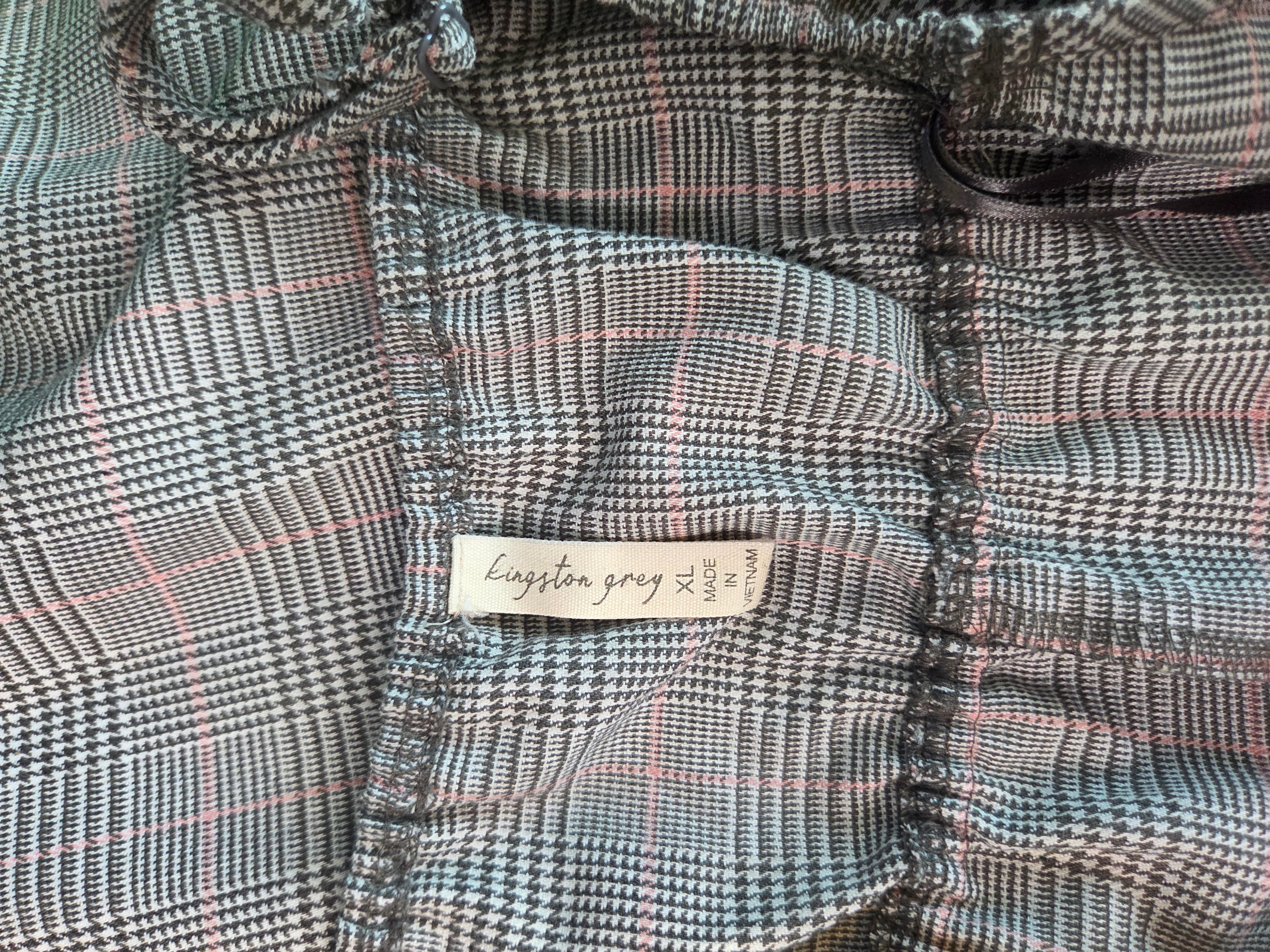 Kingston Grey Pink Plaid Women's Dress Polyester Size XL
