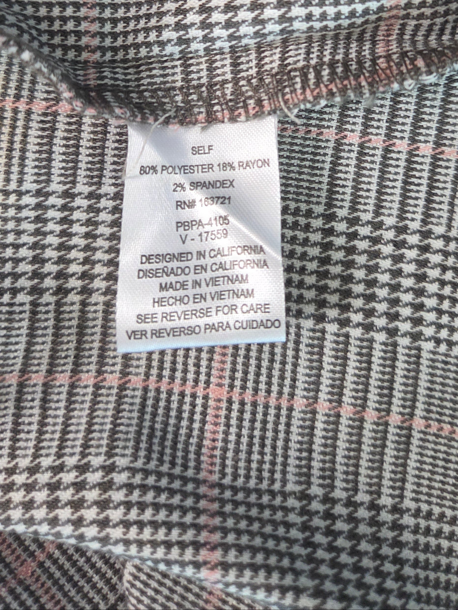 Kingston Grey Pink Plaid Women's Dress Polyester Size XL