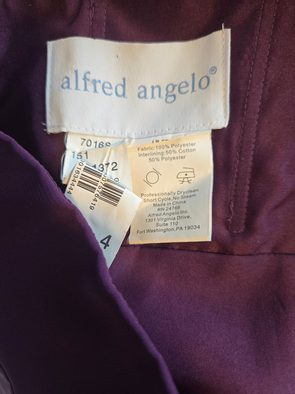 Alfred Angelo Midi Cocktail Dress Women's Polyester Purple Plum Size 4