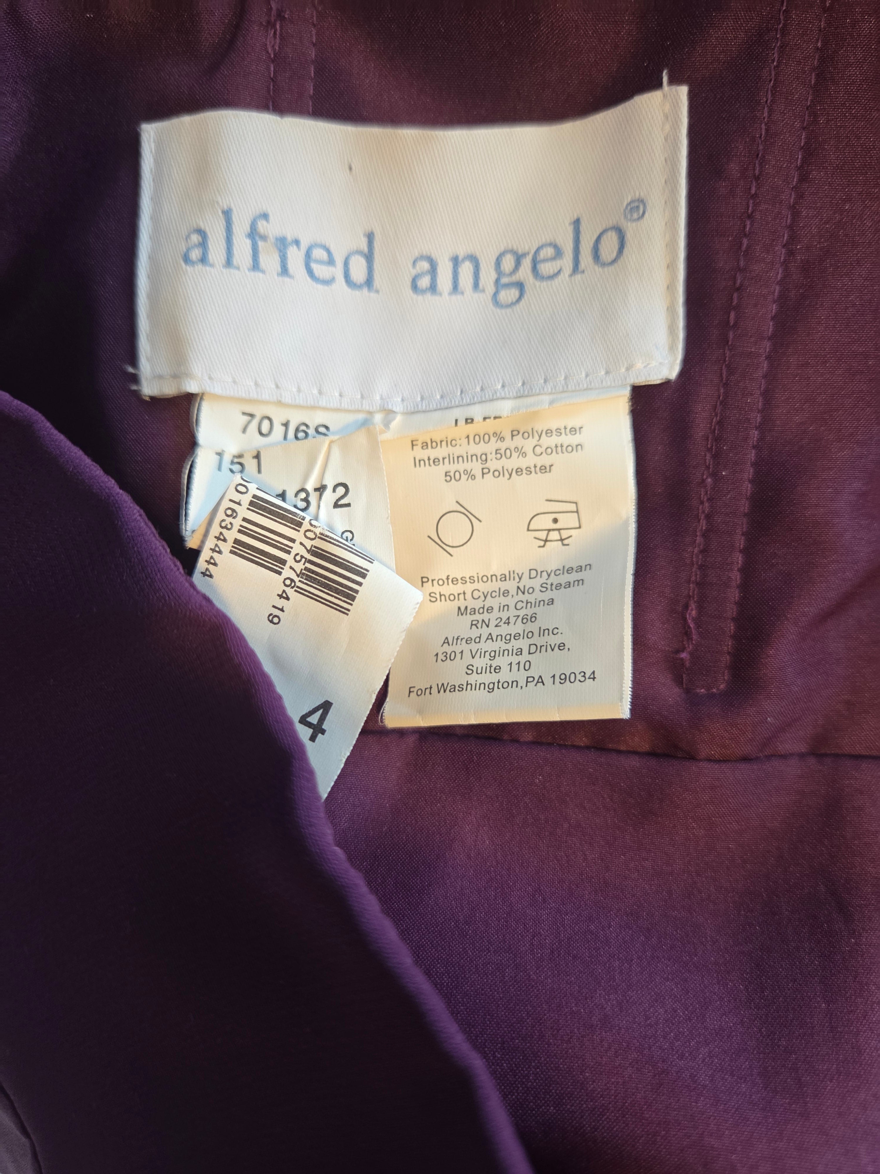 Alfred Angelo Midi Cocktail Dress Women's Polyester Purple Plum Size 4