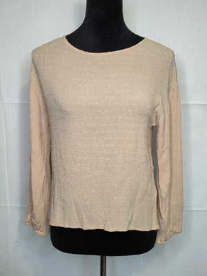 Blue Rain Women's Tan Blouse Rayon Long Sleeve Size S