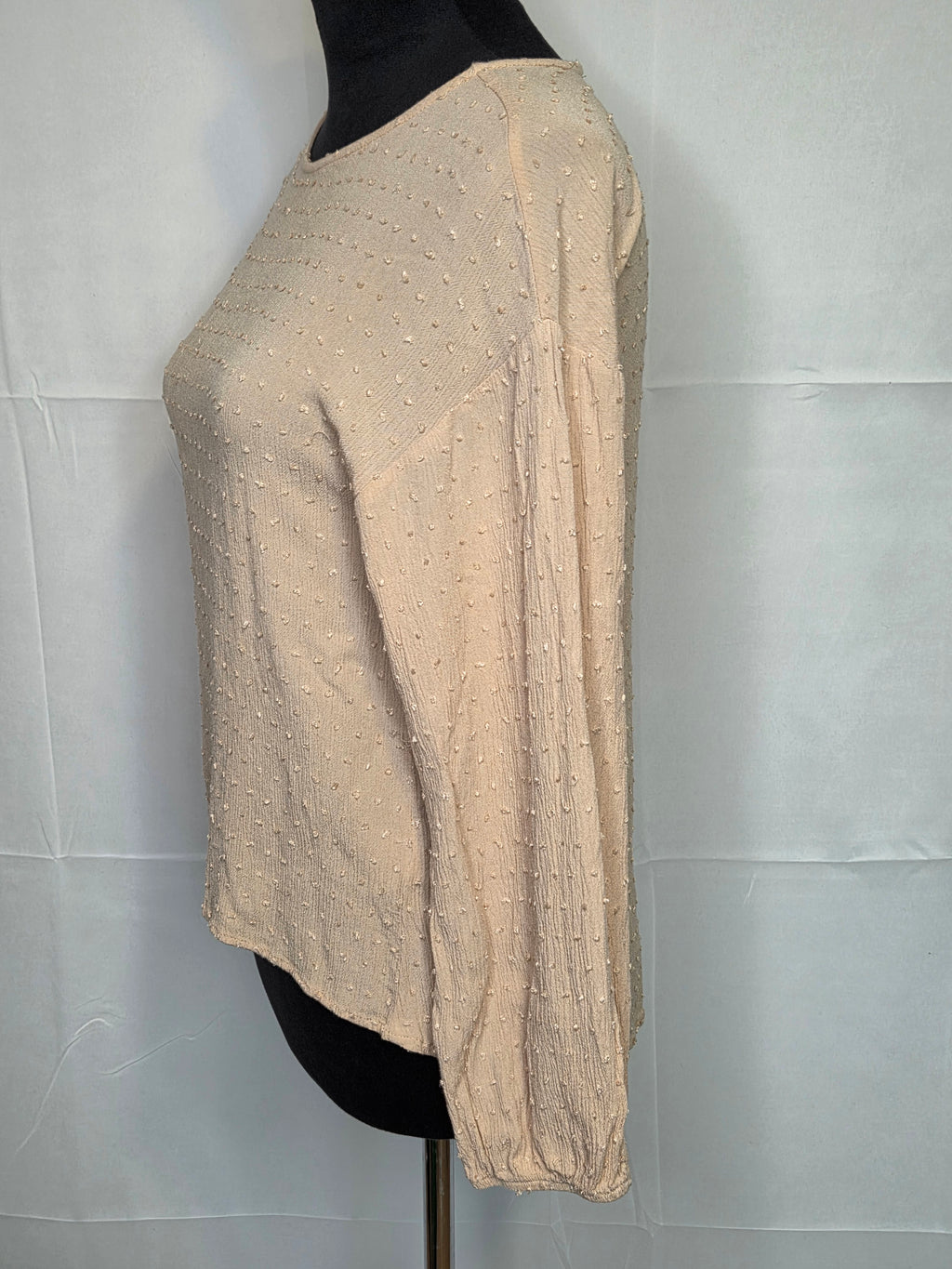 Blue Rain Women's Tan Blouse Rayon Long Sleeve Size S