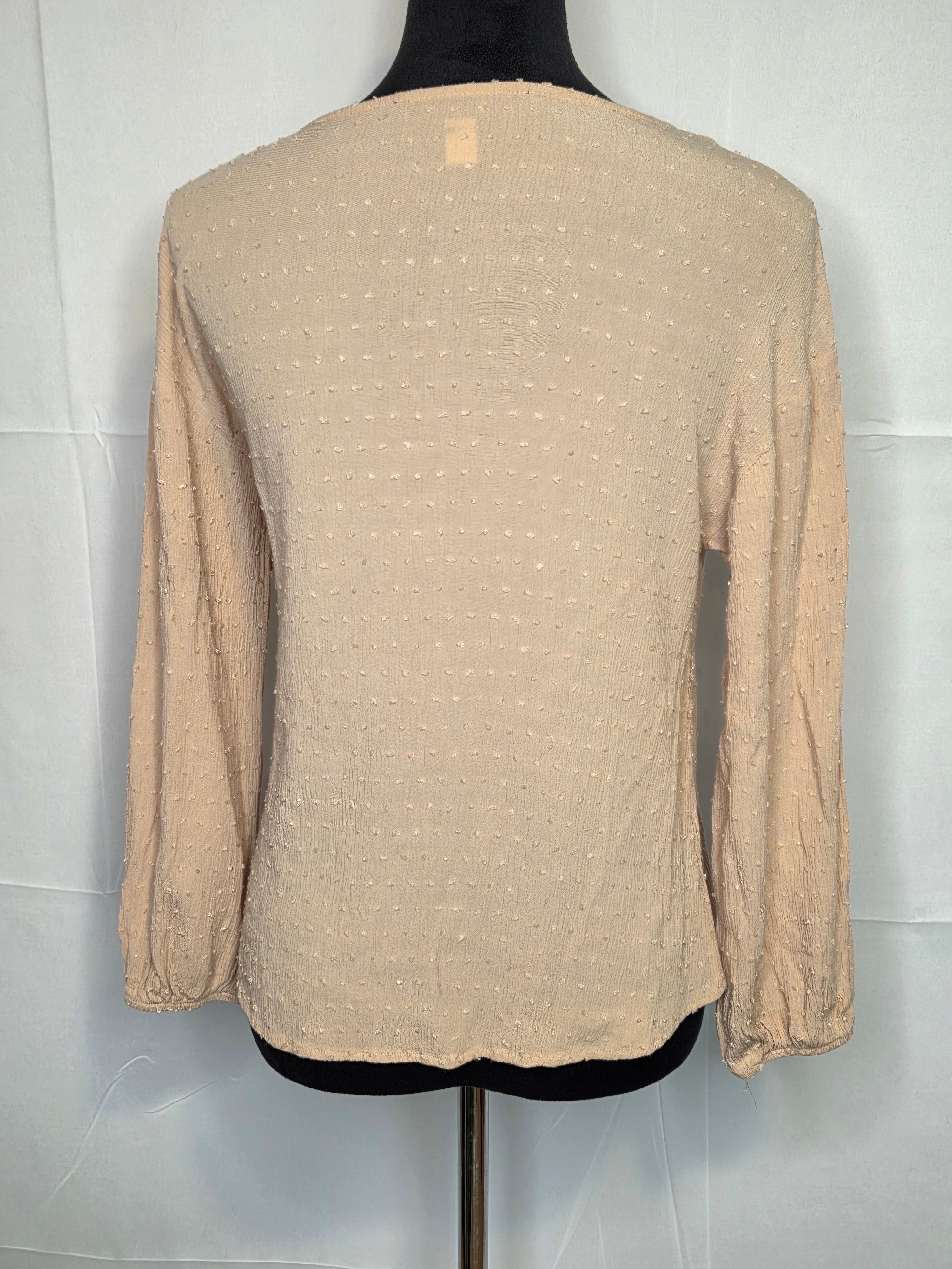 Blue Rain Women's Tan Blouse Rayon Long Sleeve Size S