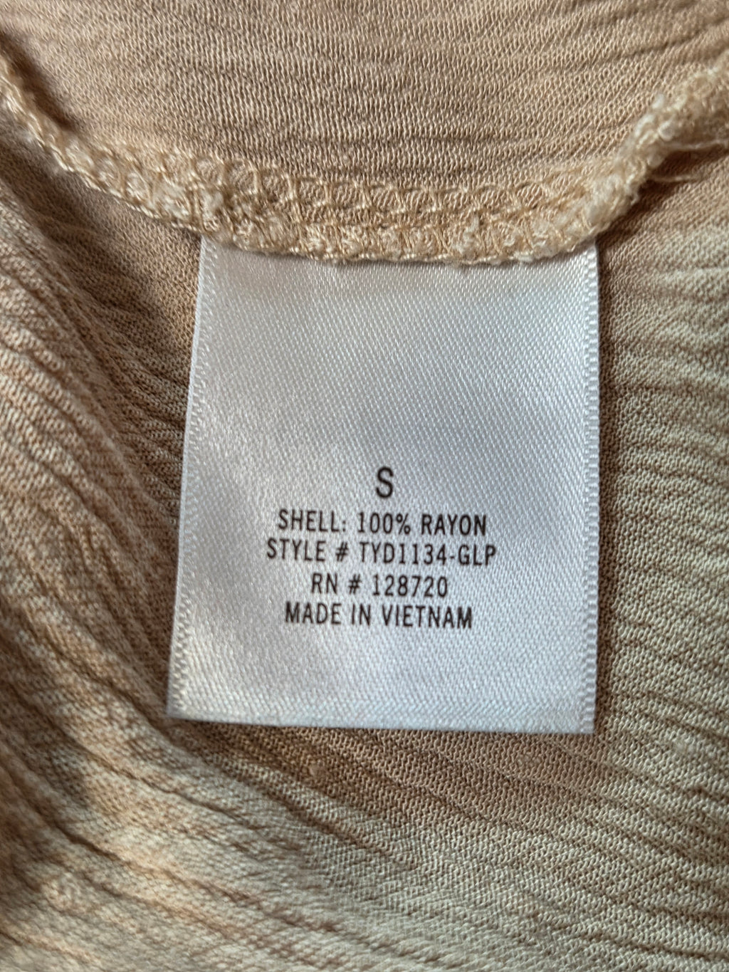Blue Rain Women's Tan Blouse Rayon Long Sleeve Size S