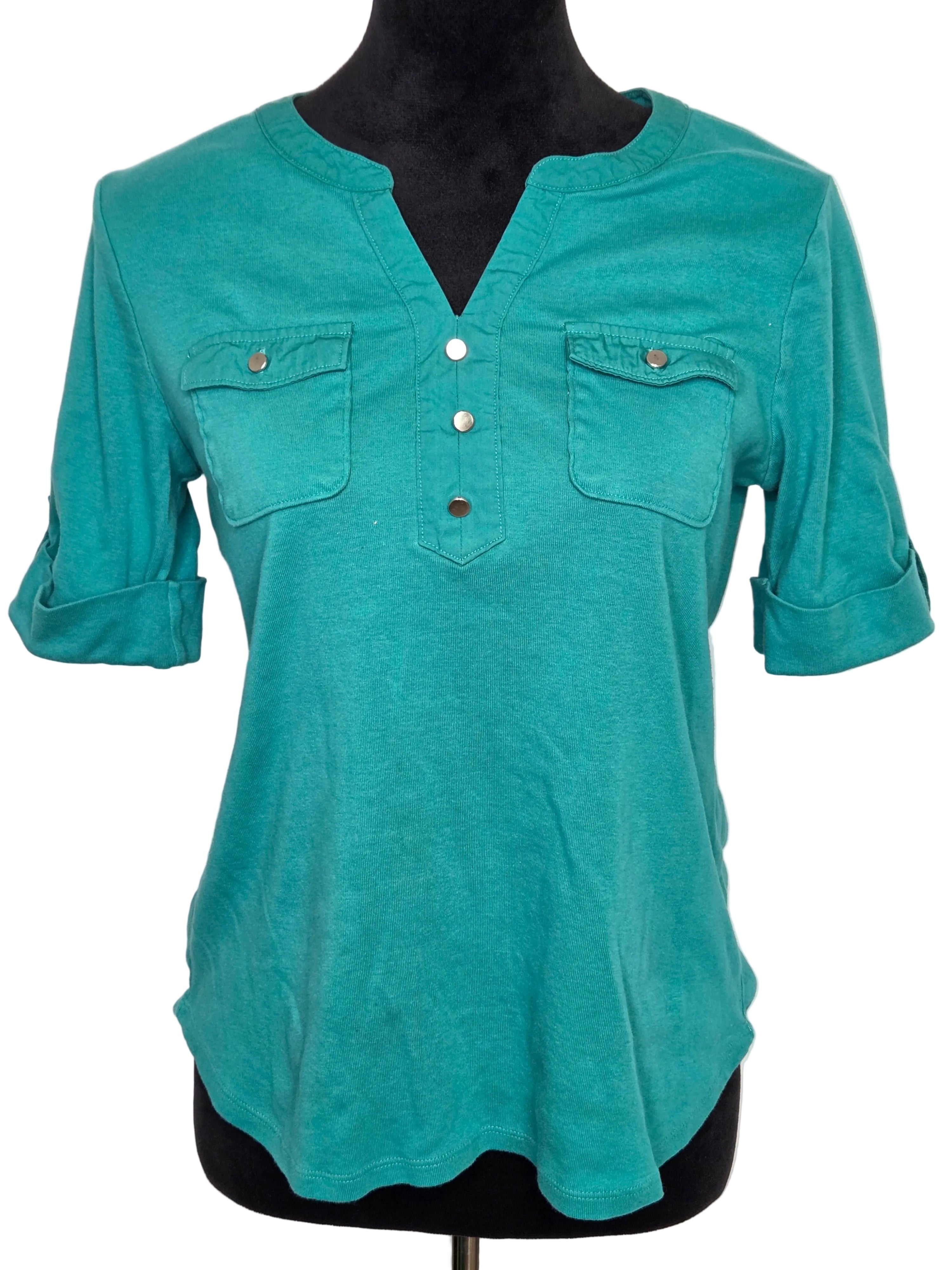 Croft & Barrow Women's Teal Shirt Cotton Petite M