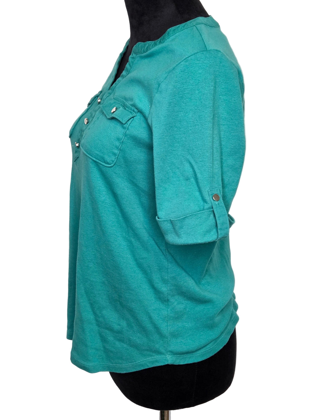 Croft & Barrow Women's Teal Shirt Cotton Petite M