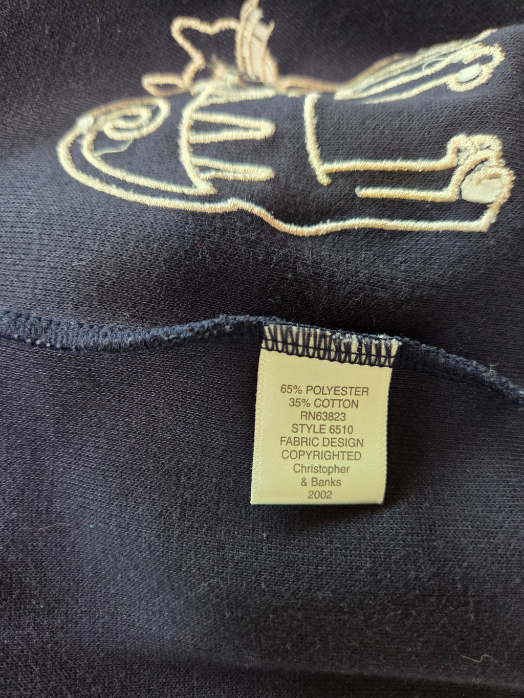 CHRISTOPHER & BANKS BLUE CARDIGAN CAT EMROIDERED POLYESTER COTTON SIZE S