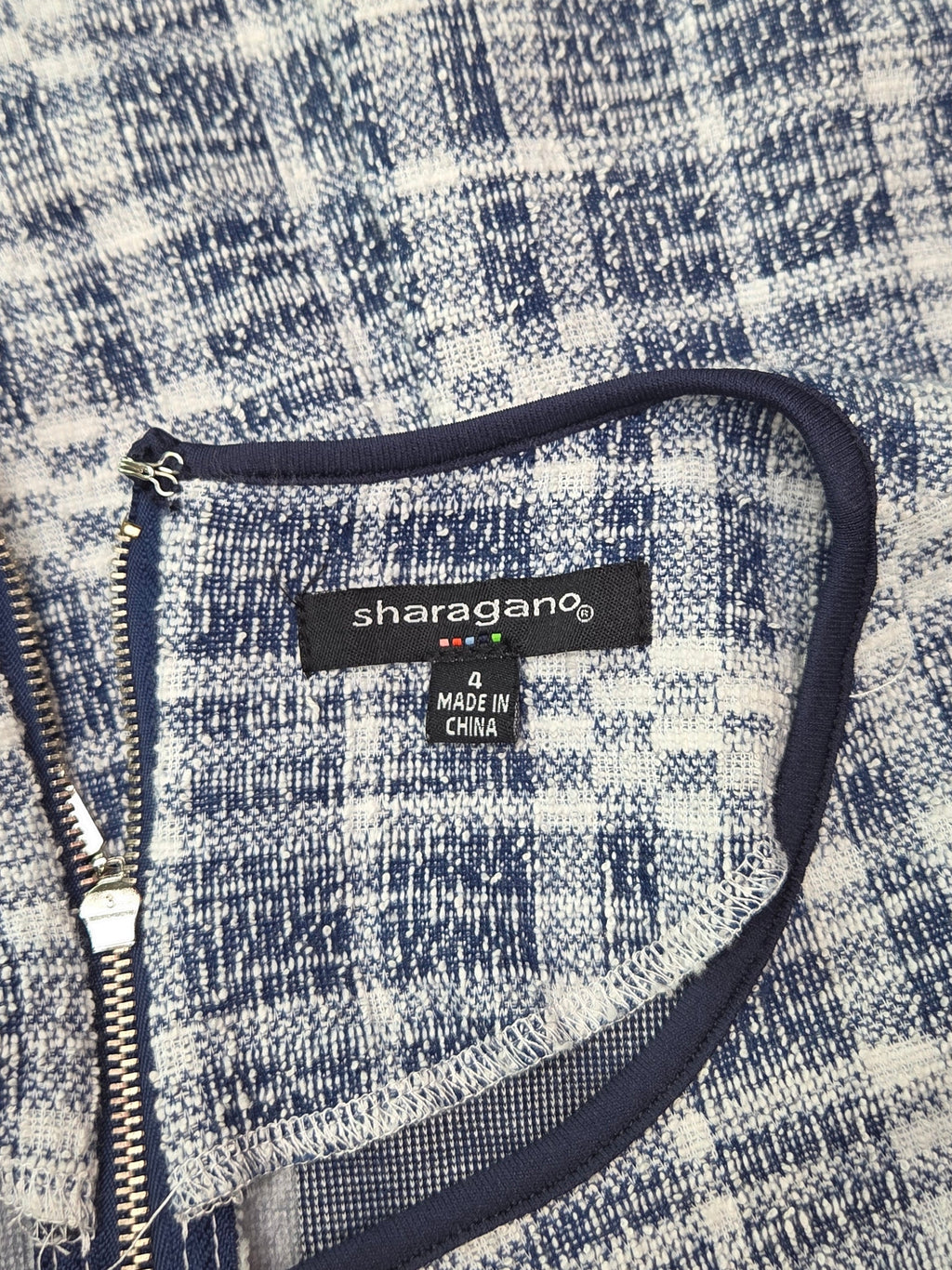Sharagano Women's Plaid Shift Dress Tweed Texture Polyester Cotton Blend Size 4