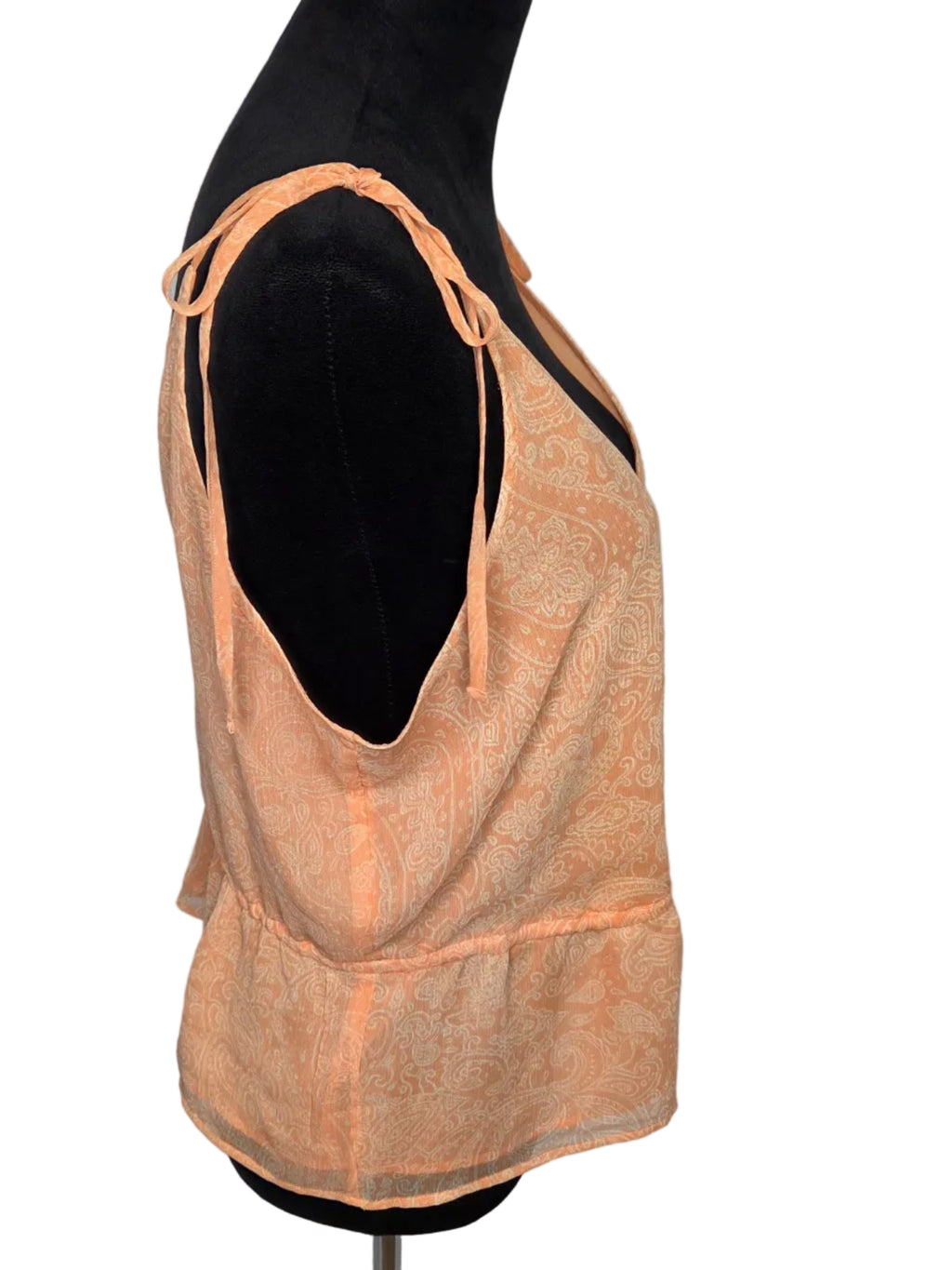 Express Women's Sleeveless Blouse Peach Print Polyester Size Large