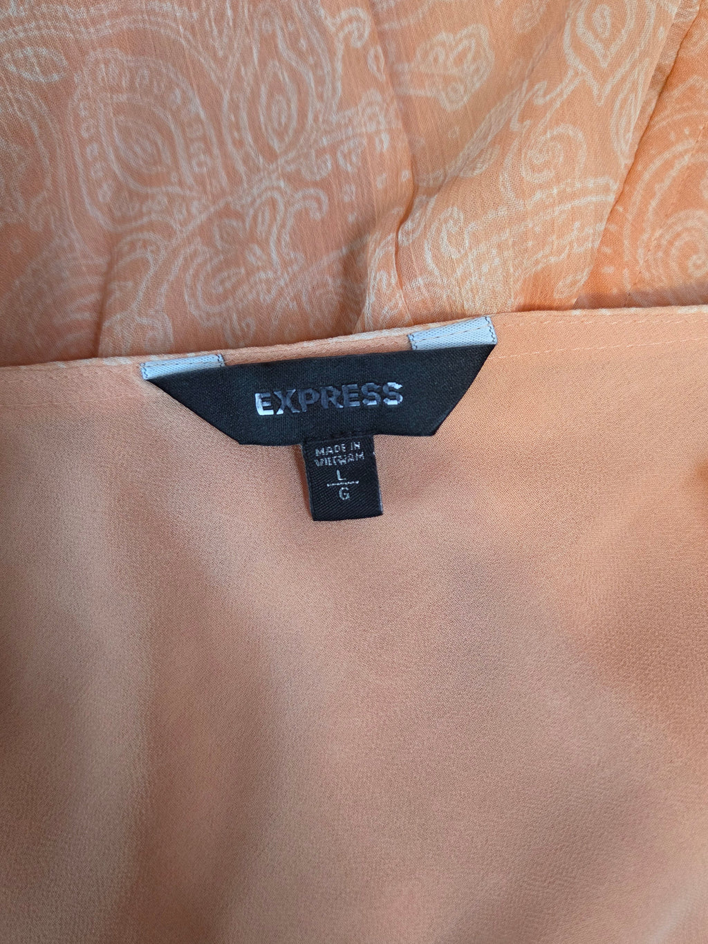 Express Women's Sleeveless Blouse Peach Print Polyester Size Large