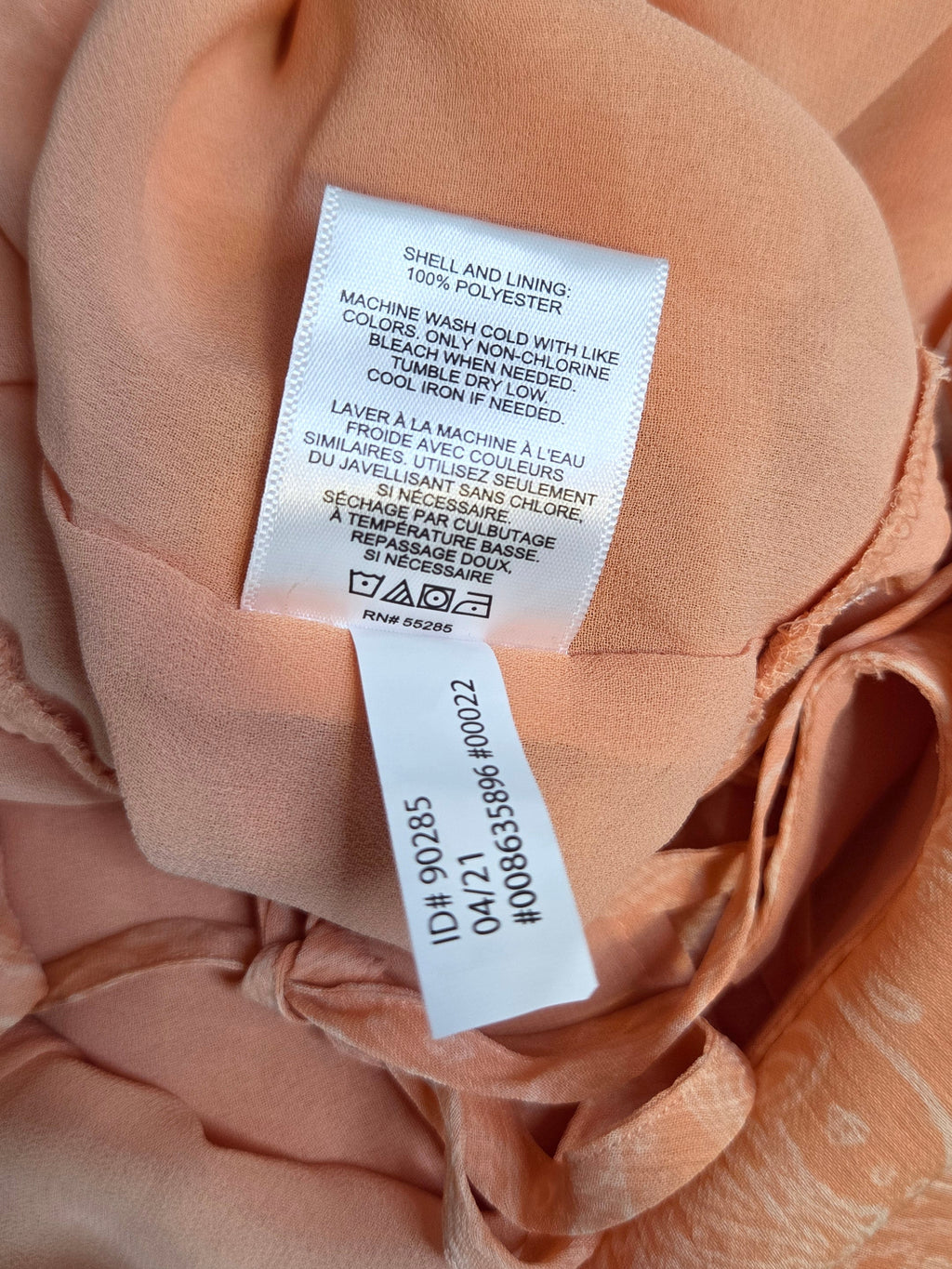 Express Women's Sleeveless Blouse Peach Print Polyester Size Large