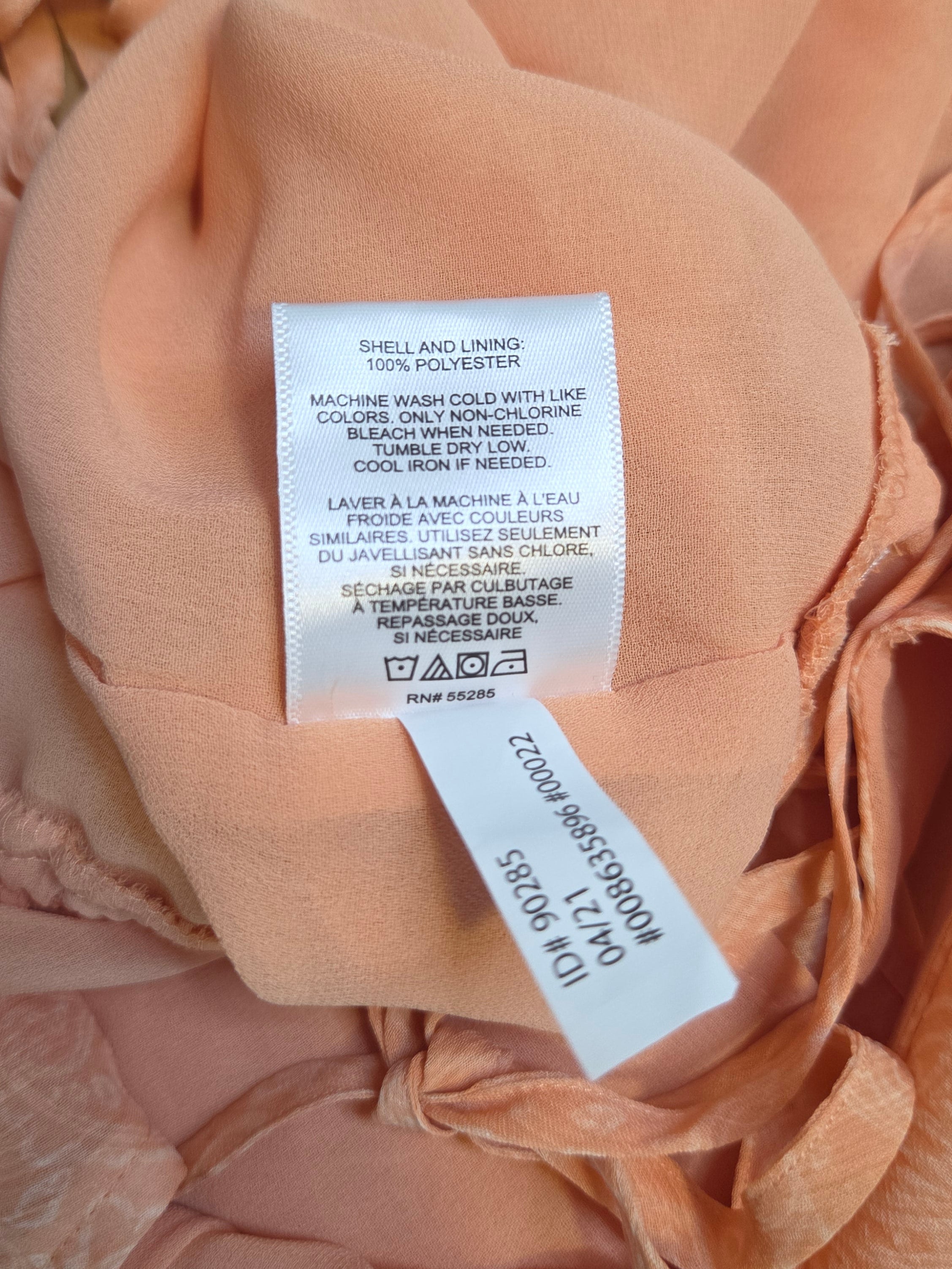 Express Women's Sleeveless Blouse Peach Print Polyester Size Large