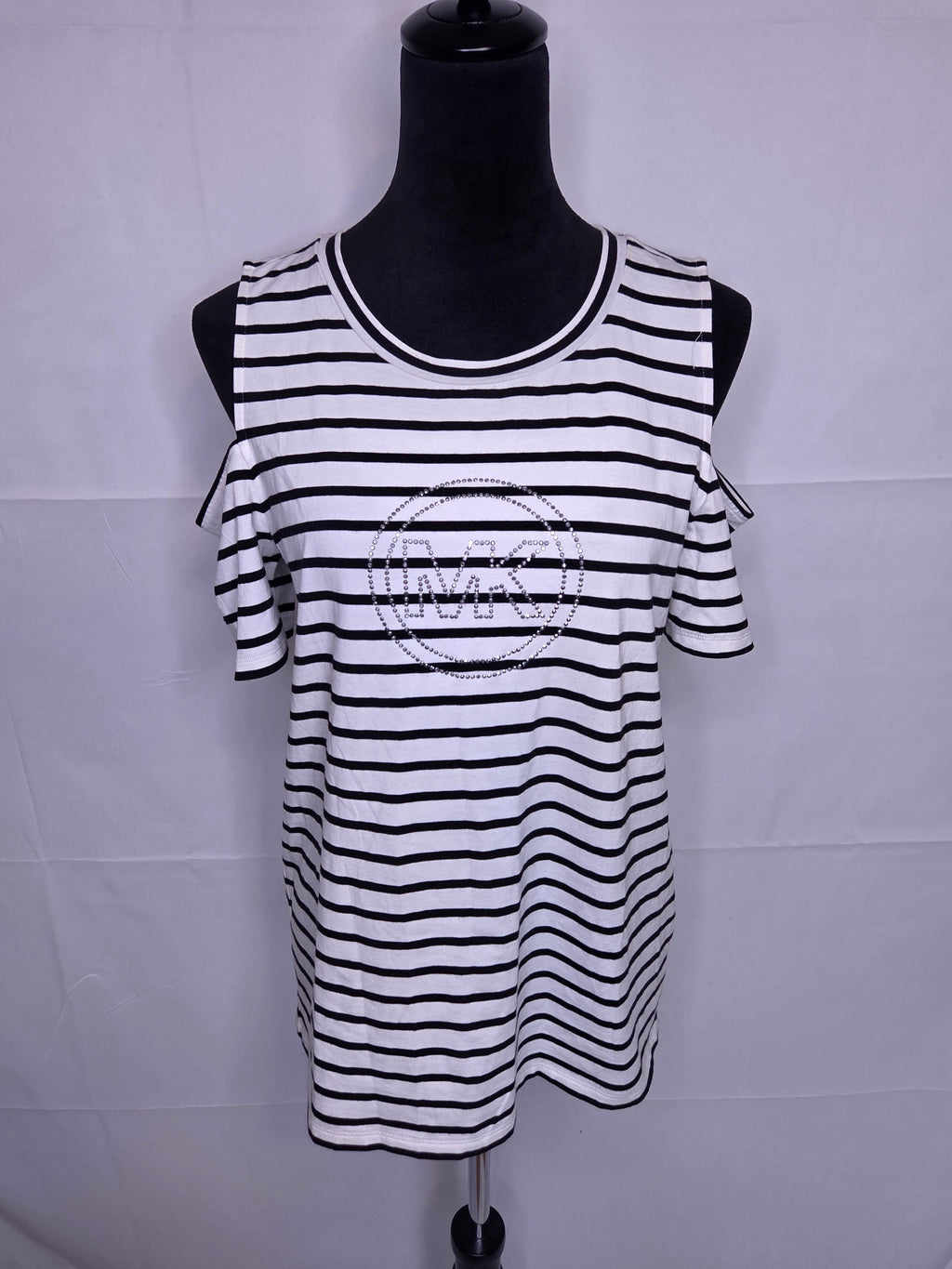 Michael Michael Kors Women's Black White Striped Blouse Size M