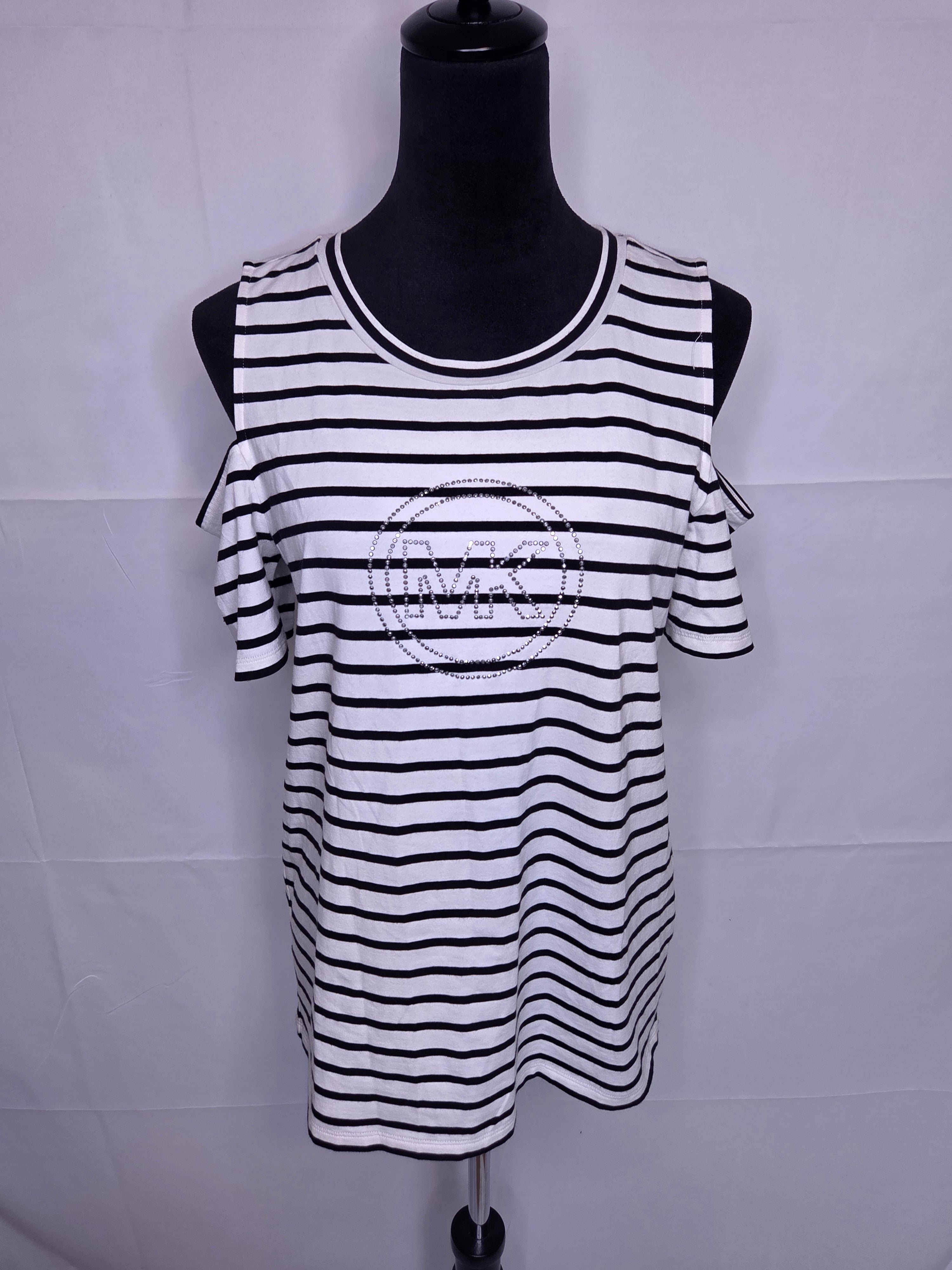 Michael Michael Kors Women's Black White Striped Blouse Size M