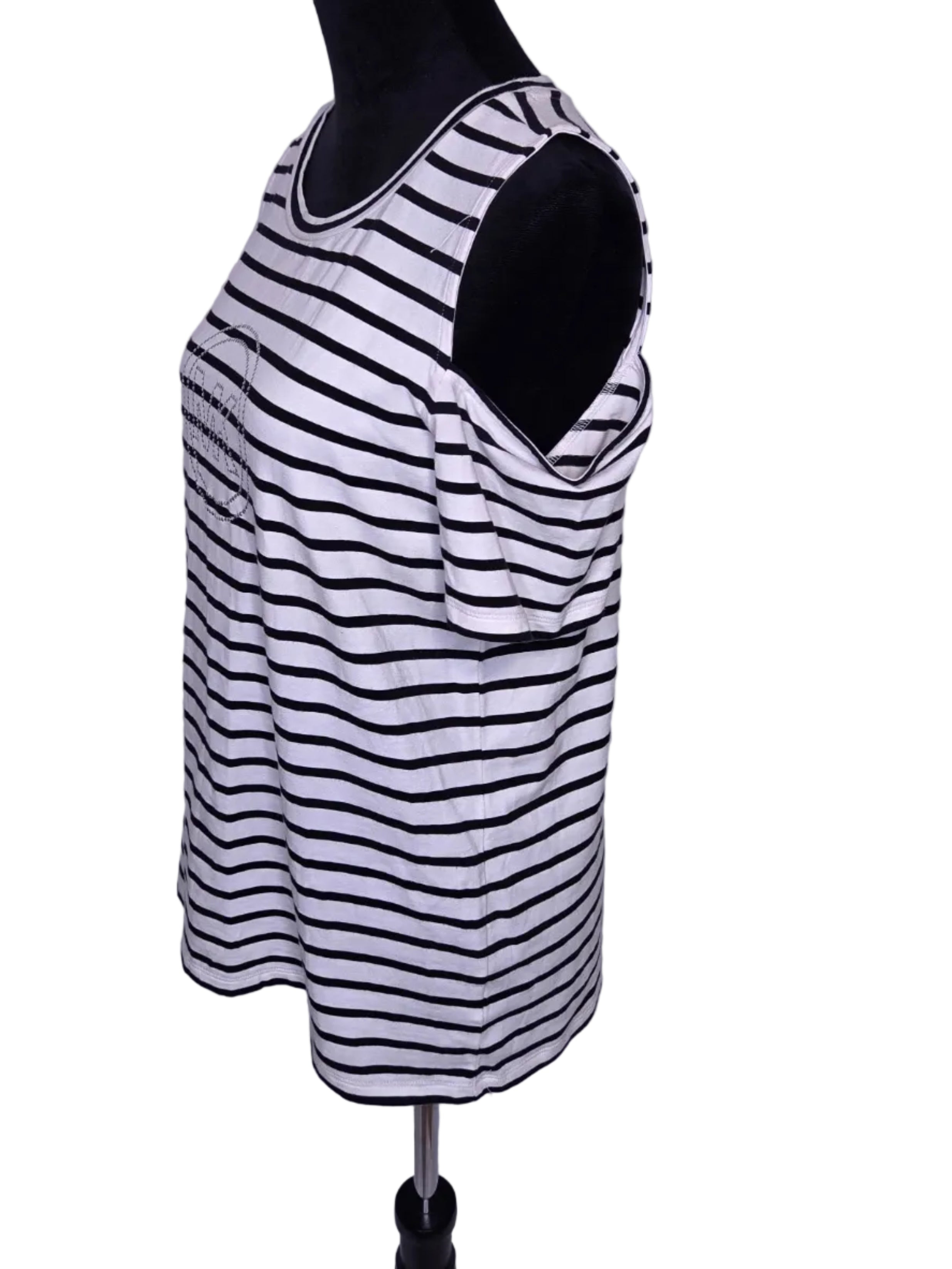 Michael Michael Kors Women's Black White Striped Blouse Size M