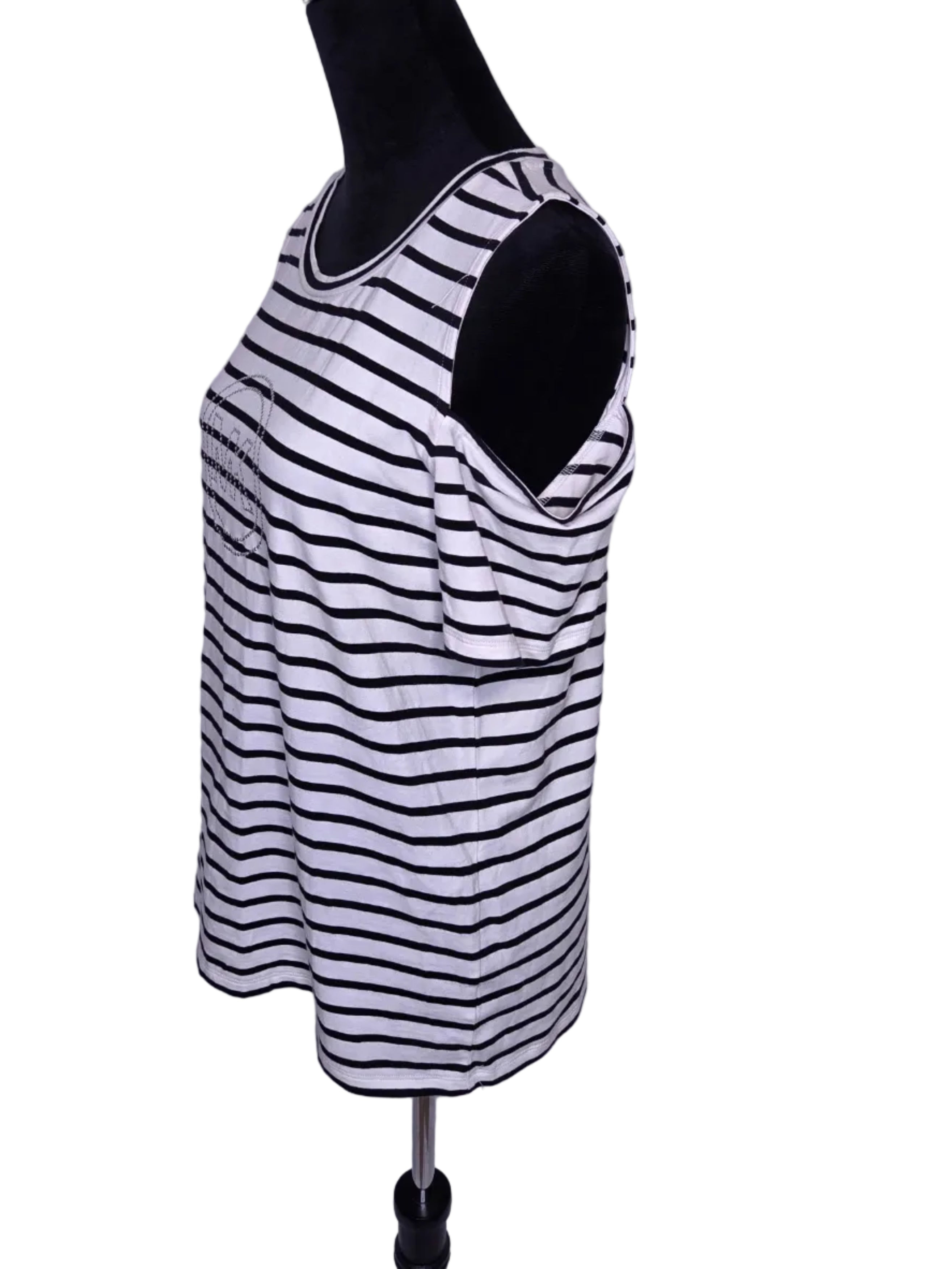 Michael Michael Kors Women's Black White Striped Blouse Size M