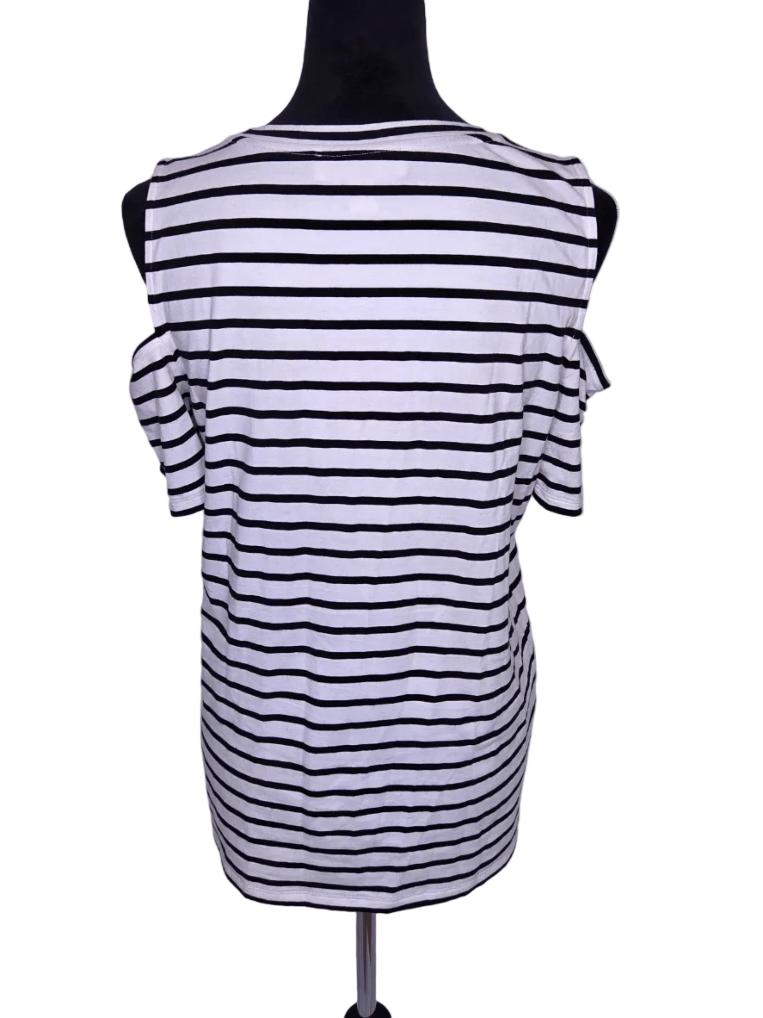 Michael Michael Kors Women's Black White Striped Blouse Size M