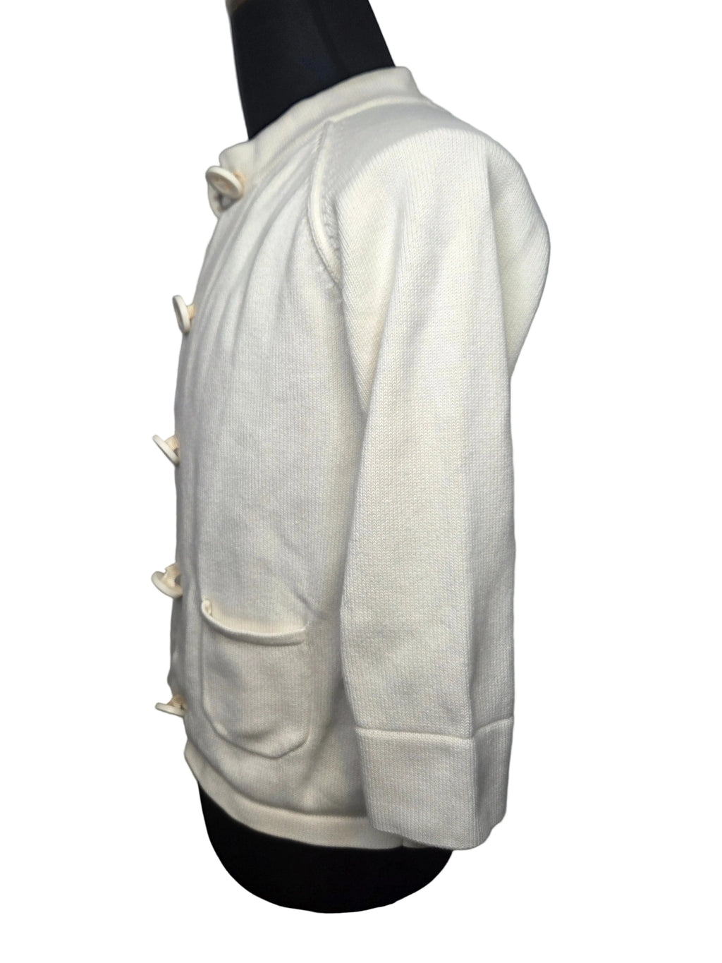 L.L.Bean Vintage Cream Cardigan Madarin Style Collar Cotton Blend Women's Size M