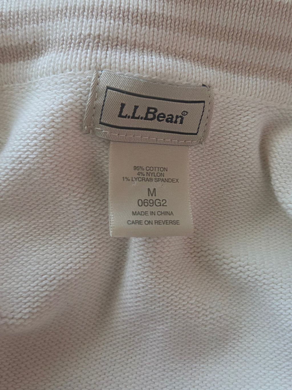 L.L.Bean Vintage Cream Cardigan Madarin Style Collar Cotton Blend Women's Size M