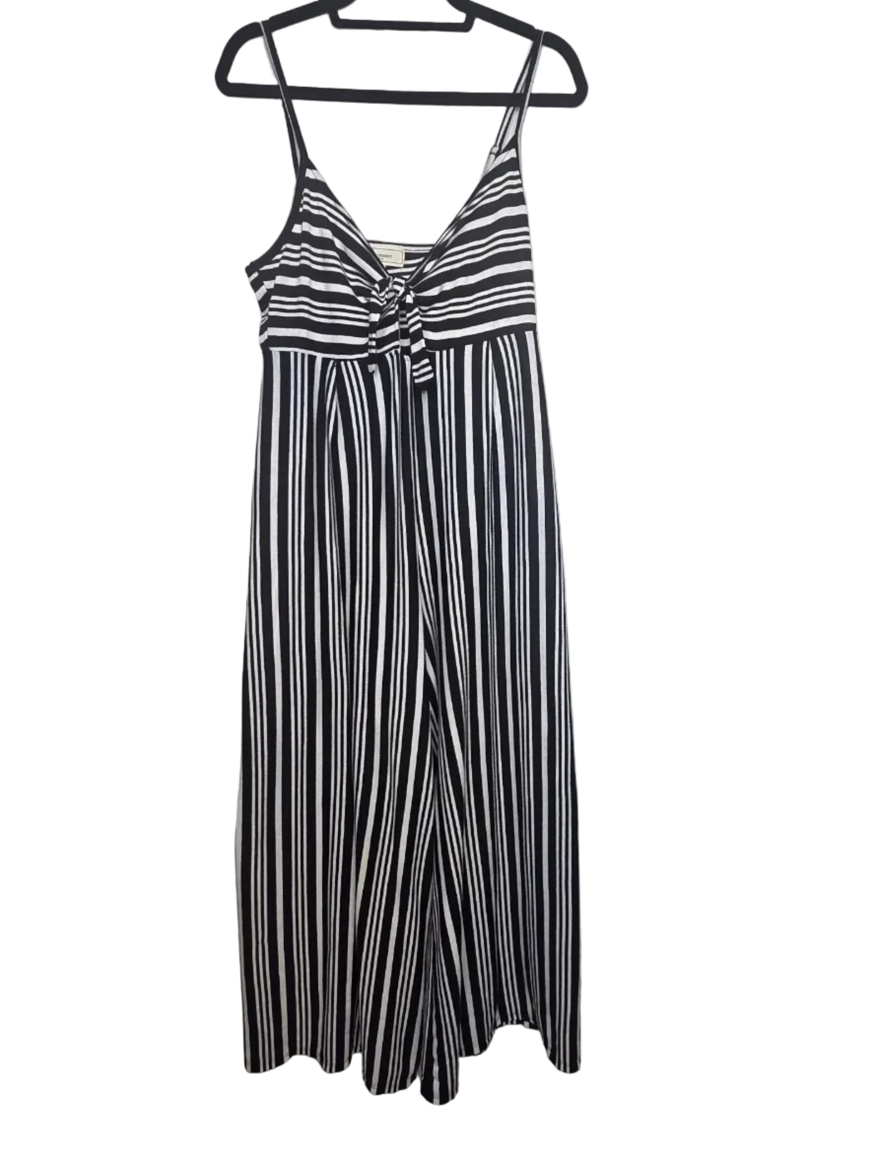 No Comment Black White Striped Jumpsuit Women's Polyester Spandex Size XL