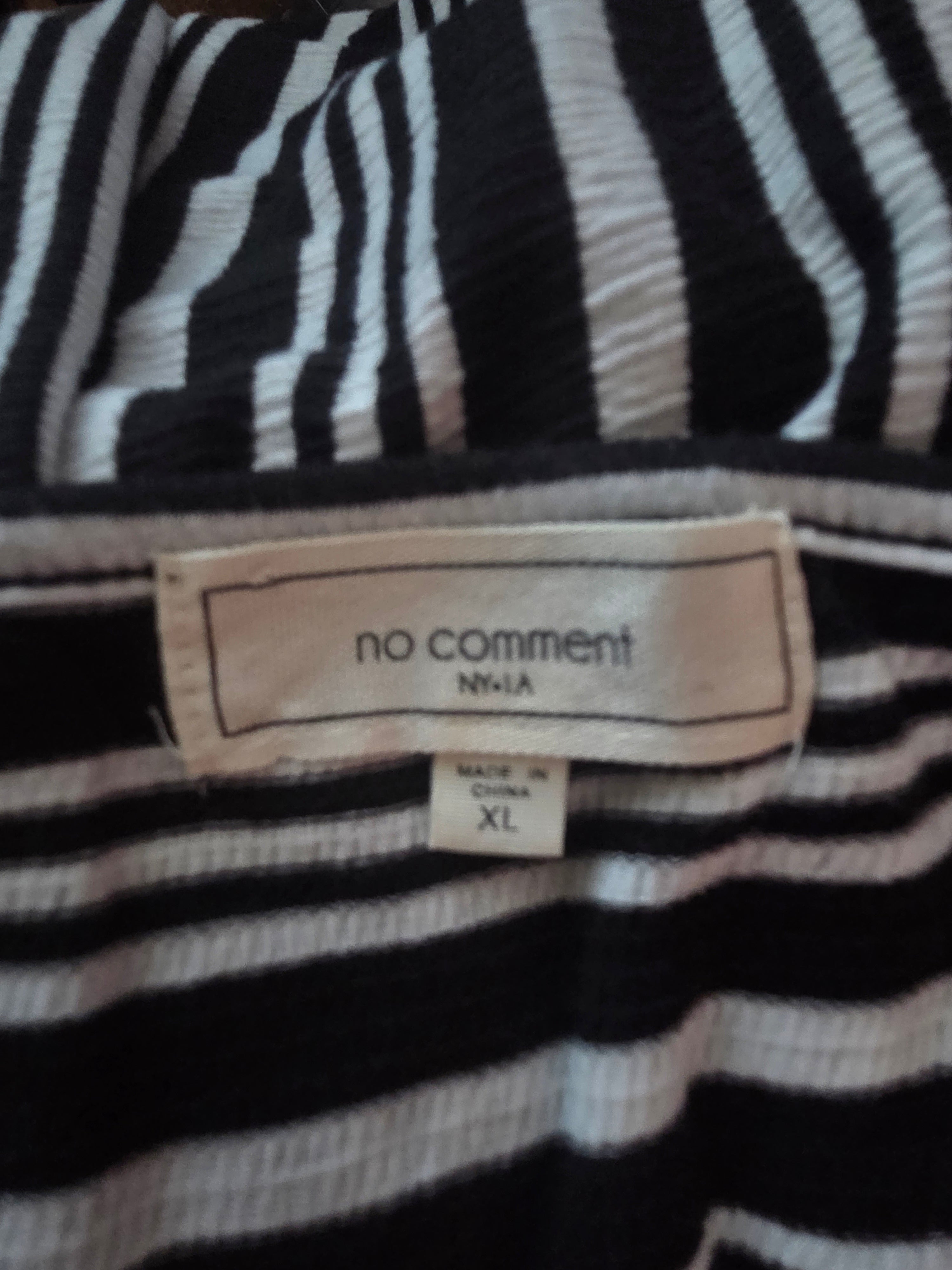 No Comment Black White Striped Jumpsuit Women's Polyester Spandex Size XL