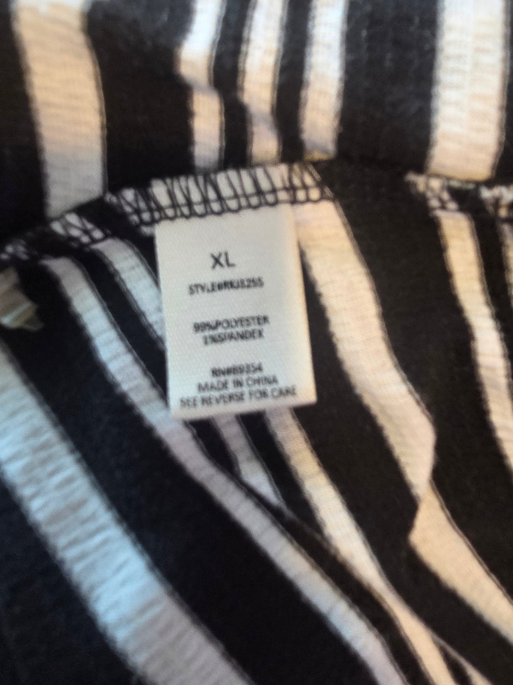 No Comment Black White Striped Jumpsuit Women's Polyester Spandex Size XL