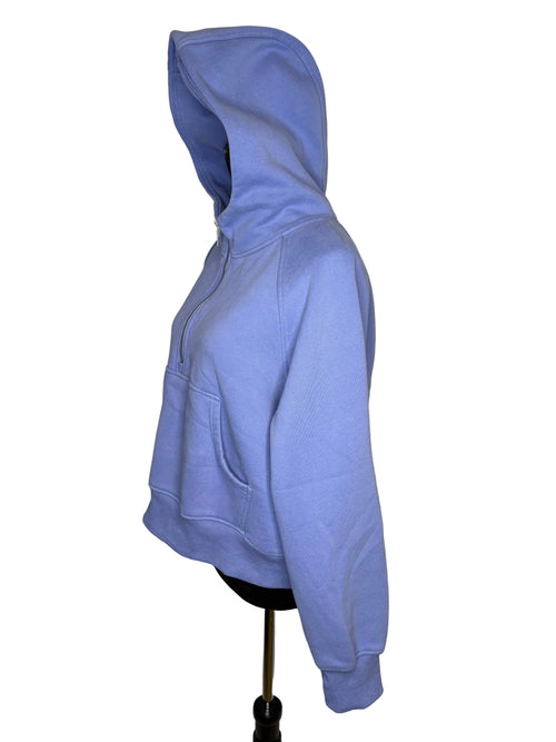 Automet Women's 1/2 Zip Up Sweatshirt Blue Cotton Polyester Size Large