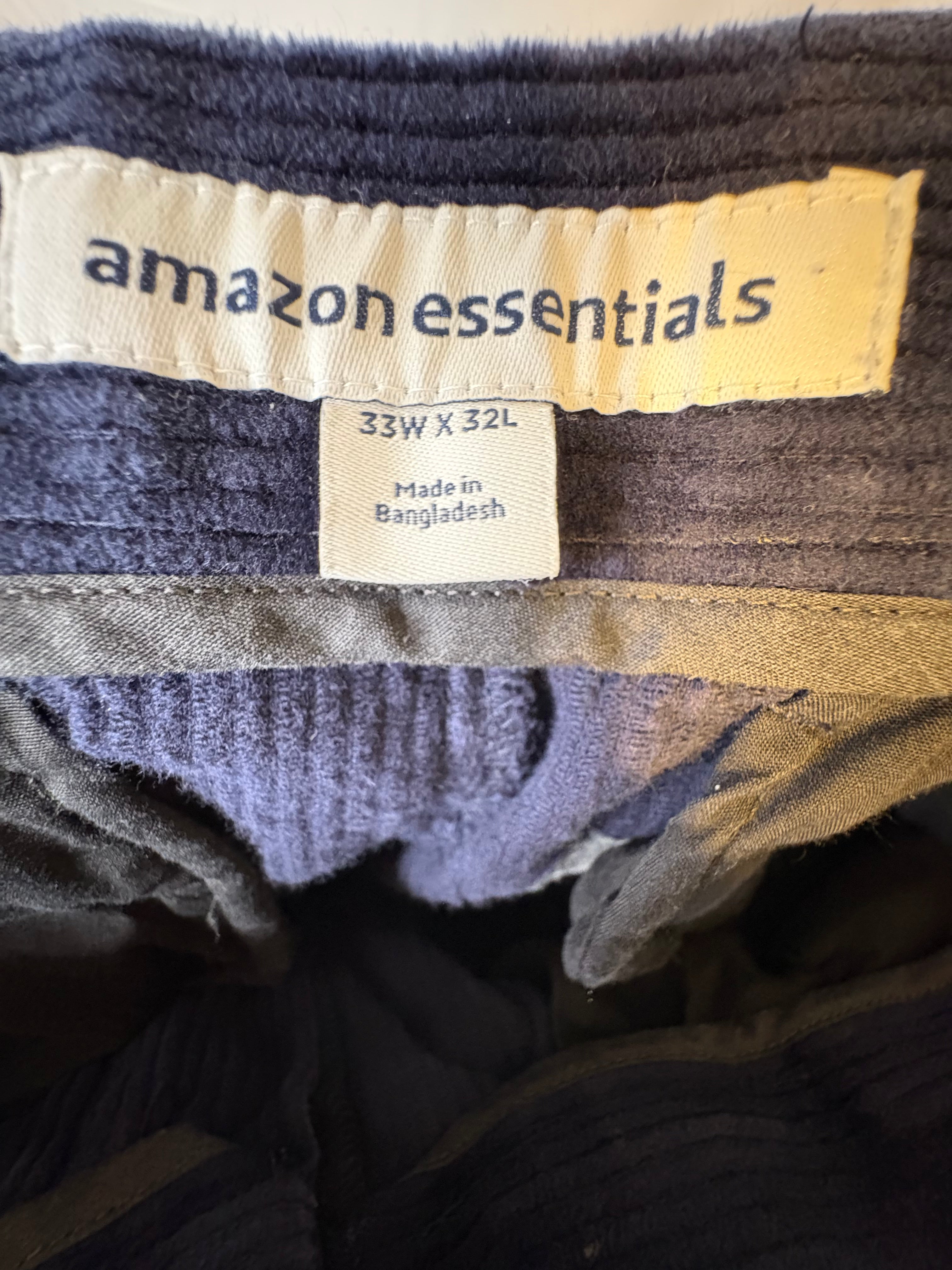 AMAZON ESSENTIALS CORDUROY PANTS SIZE 33W 32L