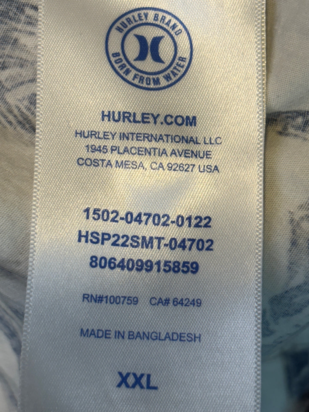 HURLEY MEN'S SHIRT XXL