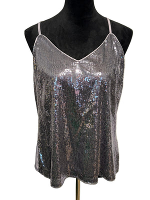 Grace Karin Women's Spaghetti Strap Grey Sequin Top Polyester Spandex Size L