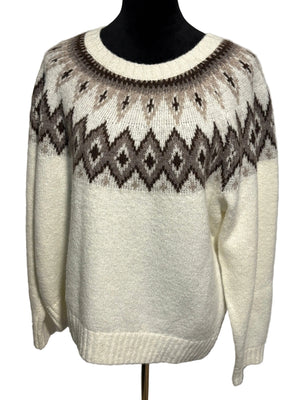 Old Navy Women's Sweater Beige Brown Polyester Nylon Wool Size L