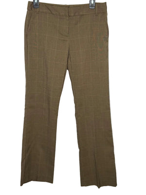 Attention Women's Dress Pants Brown Plaid Pattern Polyester Rayon Spandex Size 2
